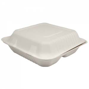 Karat 9inx9in Bagasse Hinged Container – 3 Compartments