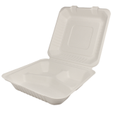 wholesale Karat 9inx9in Bagasse Hinged Container – 3 Compartments