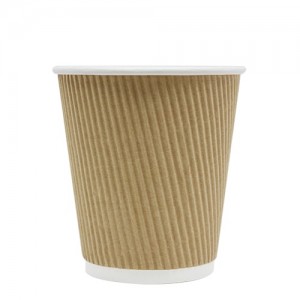 Karat 10oz Ripple Paper Hot Cups – Brown (90mm)