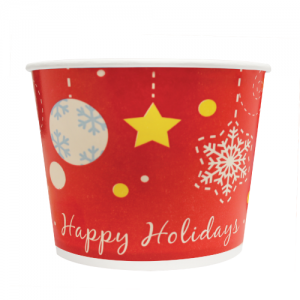 Karat 16oz Hot/Cold Paper Food Containers – Holiday (112mm)